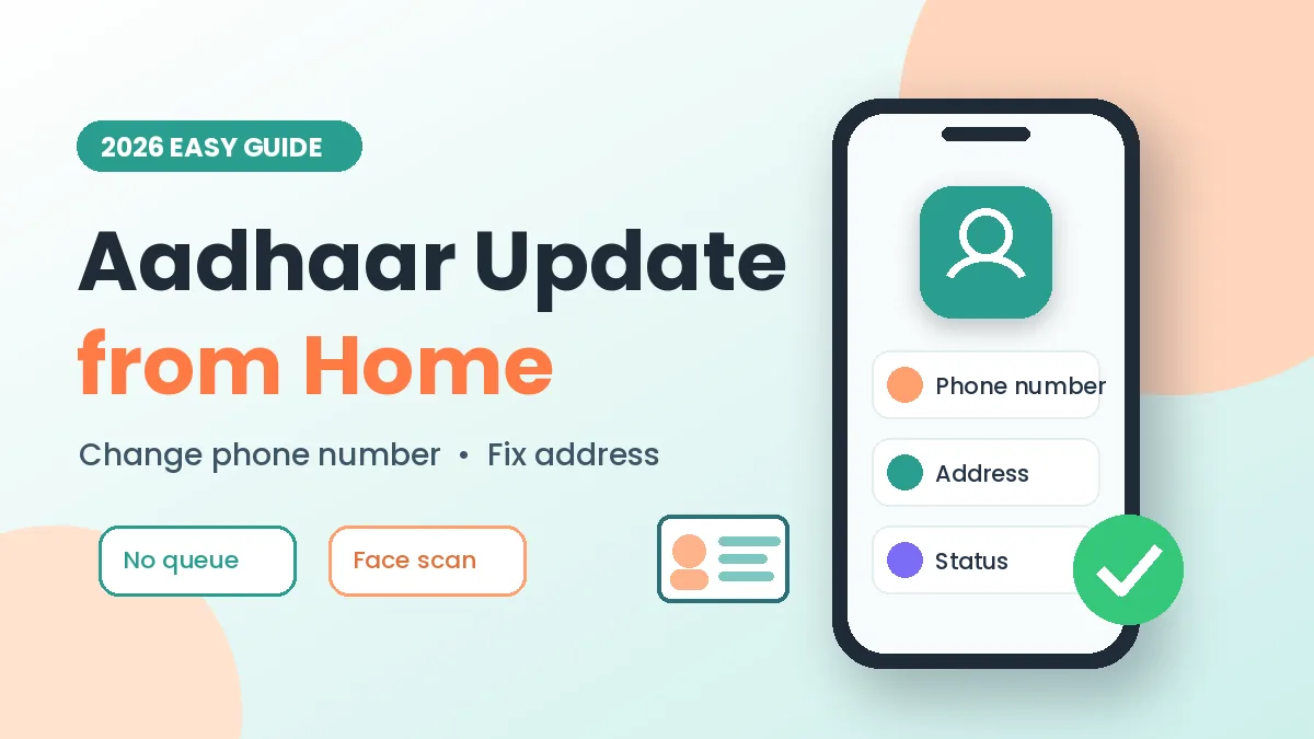 Aadhaar update from home thumbnail with phone mockup