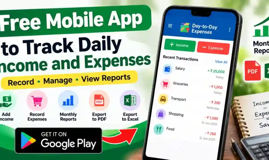 Free Mobile App to Track Daily Income and Expenses – Day-to-Day Expenses