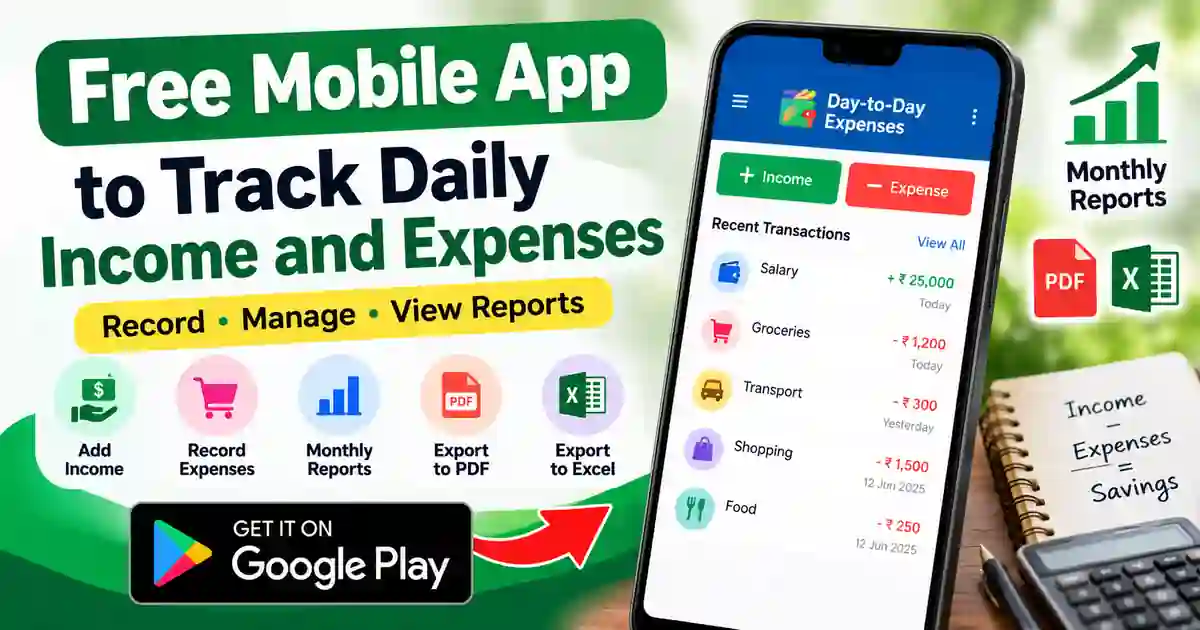 Free mobile app for tracking daily income and expenses